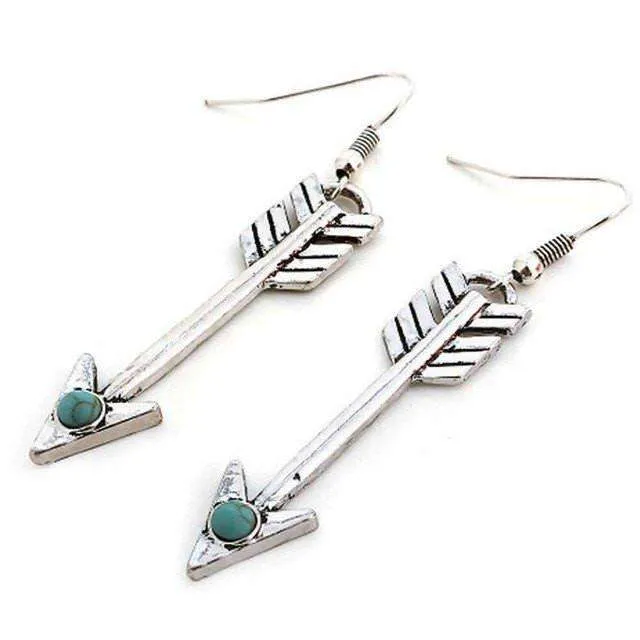 Turquoise Boheman Arrow Earrings