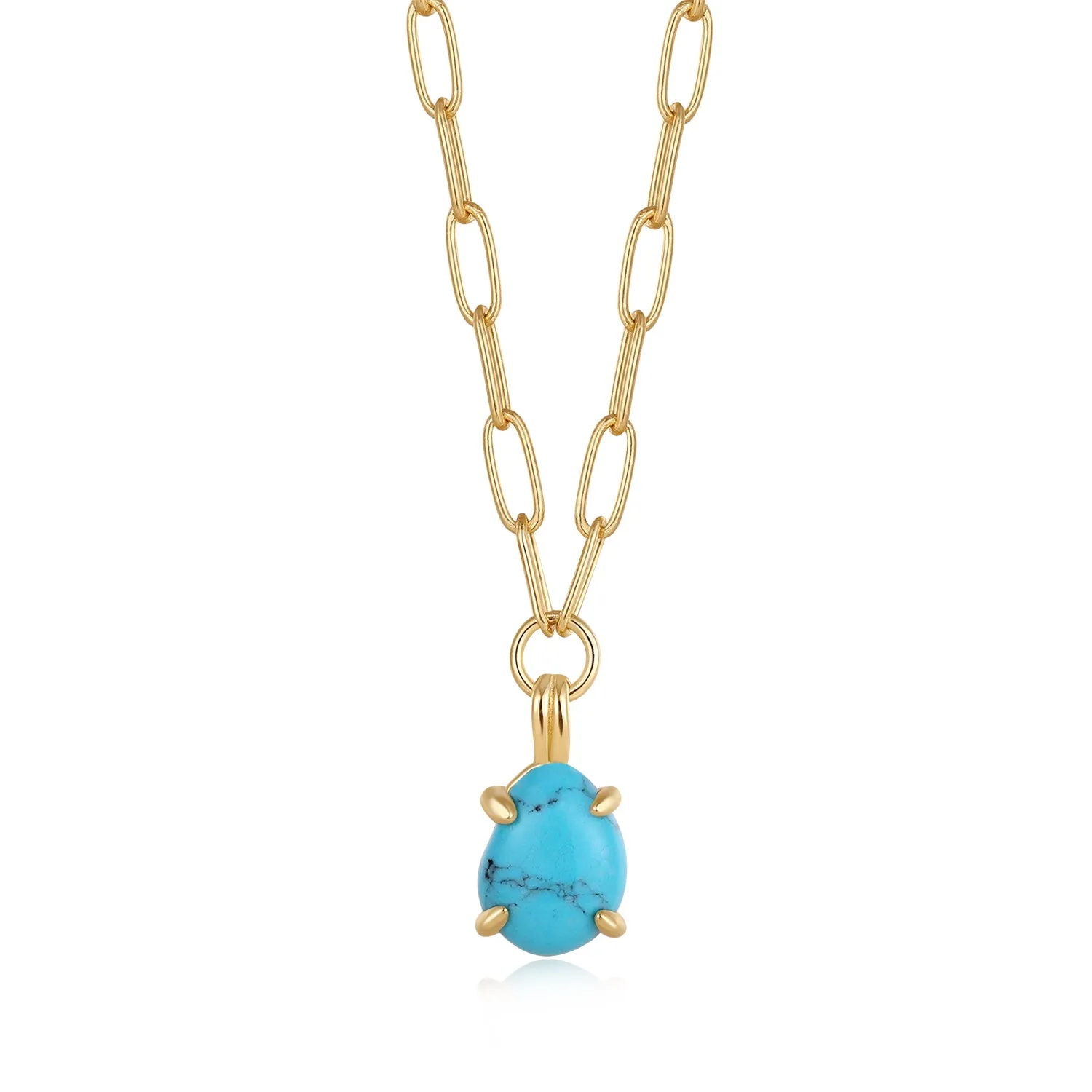 Turquoise Chunky Chain Drop Pendant Necklace