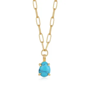 Turquoise Chunky Chain Drop Pendant Necklace