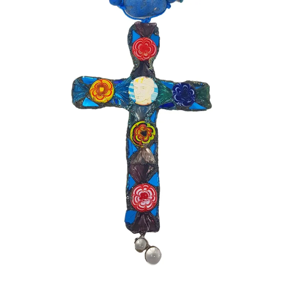 TURQUOISE CROSS STATEMENT NECKLACE - SWEETIE PIE