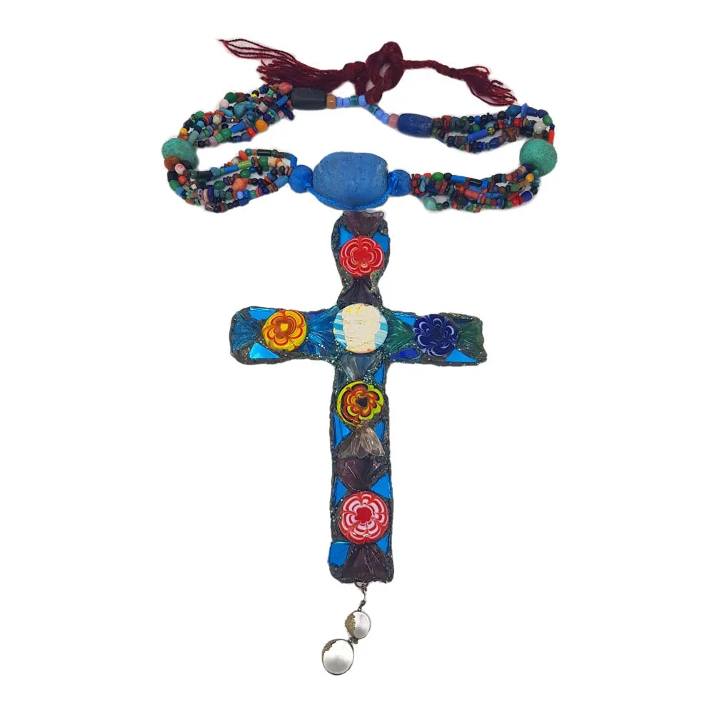 TURQUOISE CROSS STATEMENT NECKLACE - SWEETIE PIE