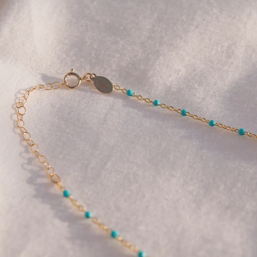 Turquoise Enamel Spotlight Chain Necklace