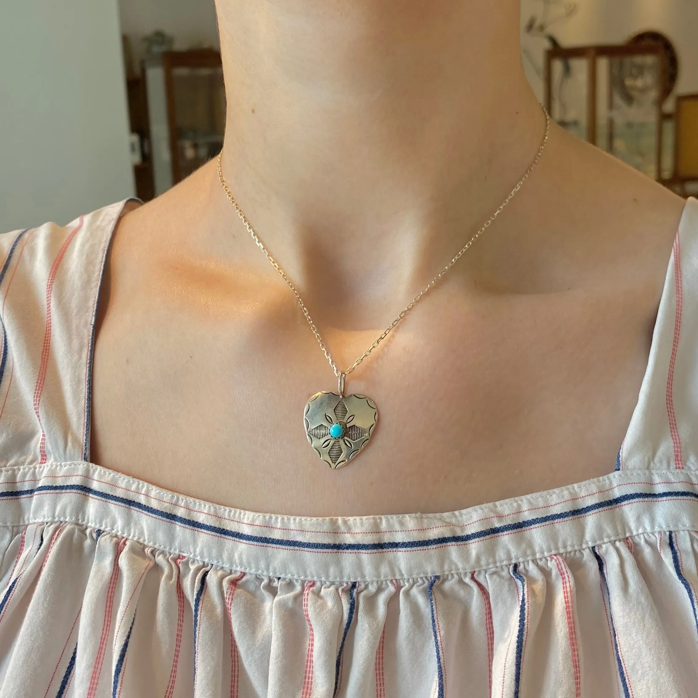 Turquoise Heart Pendant Necklace