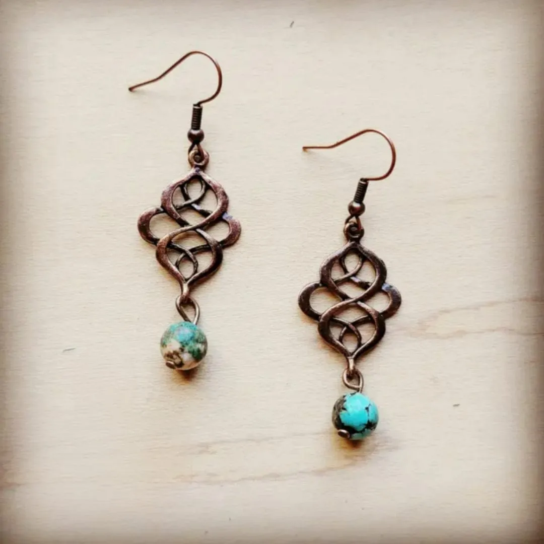 Turquoise Scroll Drop Earring