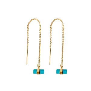 Turquoise Threader Earrings | Gold