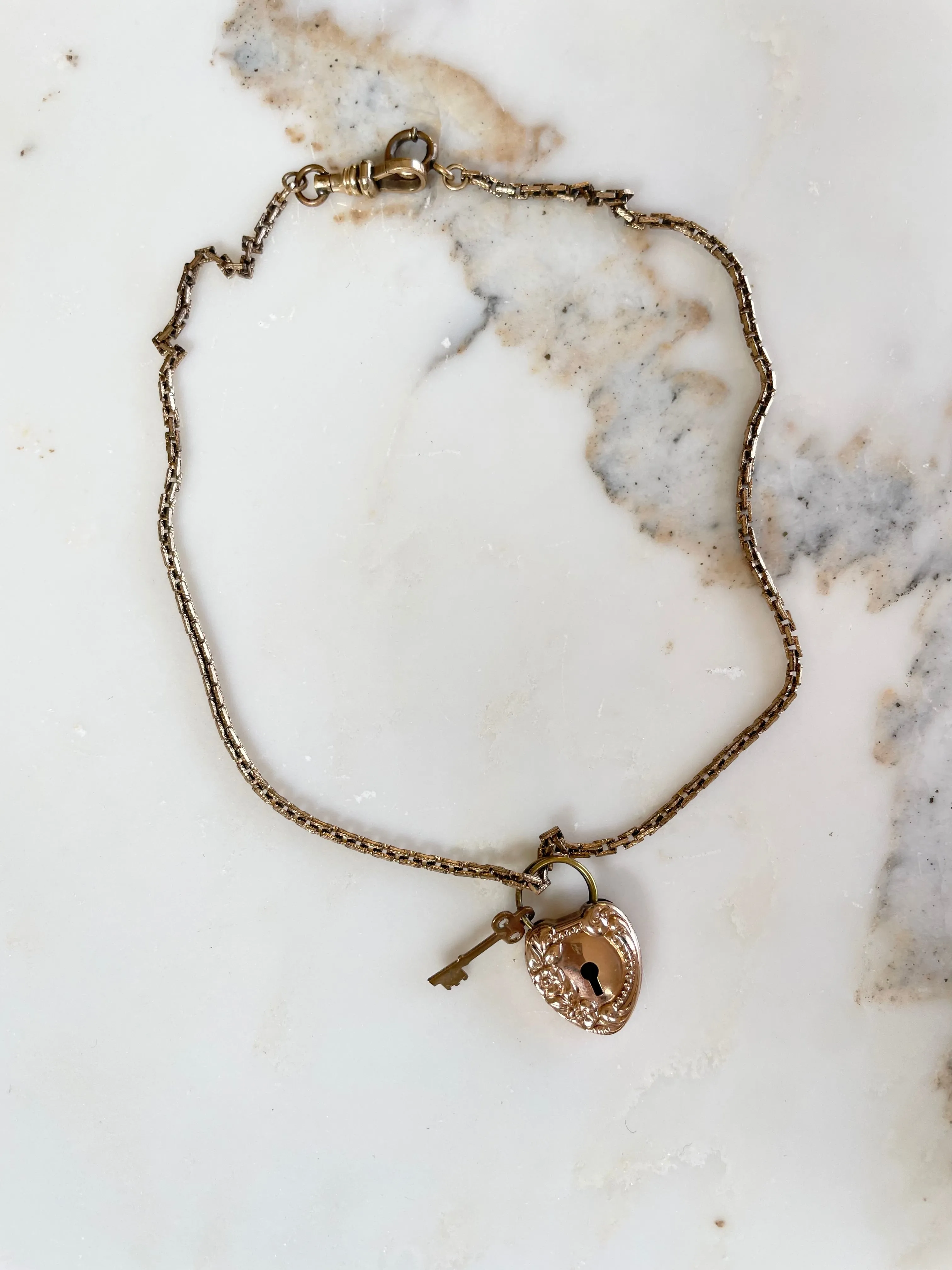 Victorian Heart & Key Necklace