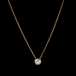 Victorian Style 0.70Ct Diamond Solitaire Pendant Necklace 18Ct Gold