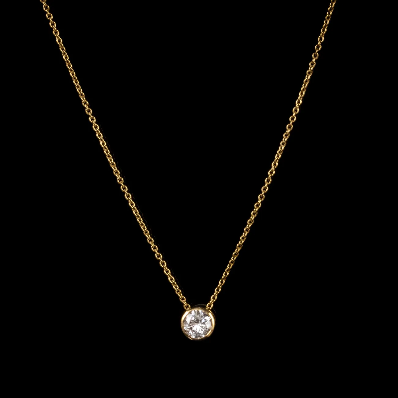 Victorian Style 0.70Ct Diamond Solitaire Pendant Necklace 18Ct Gold