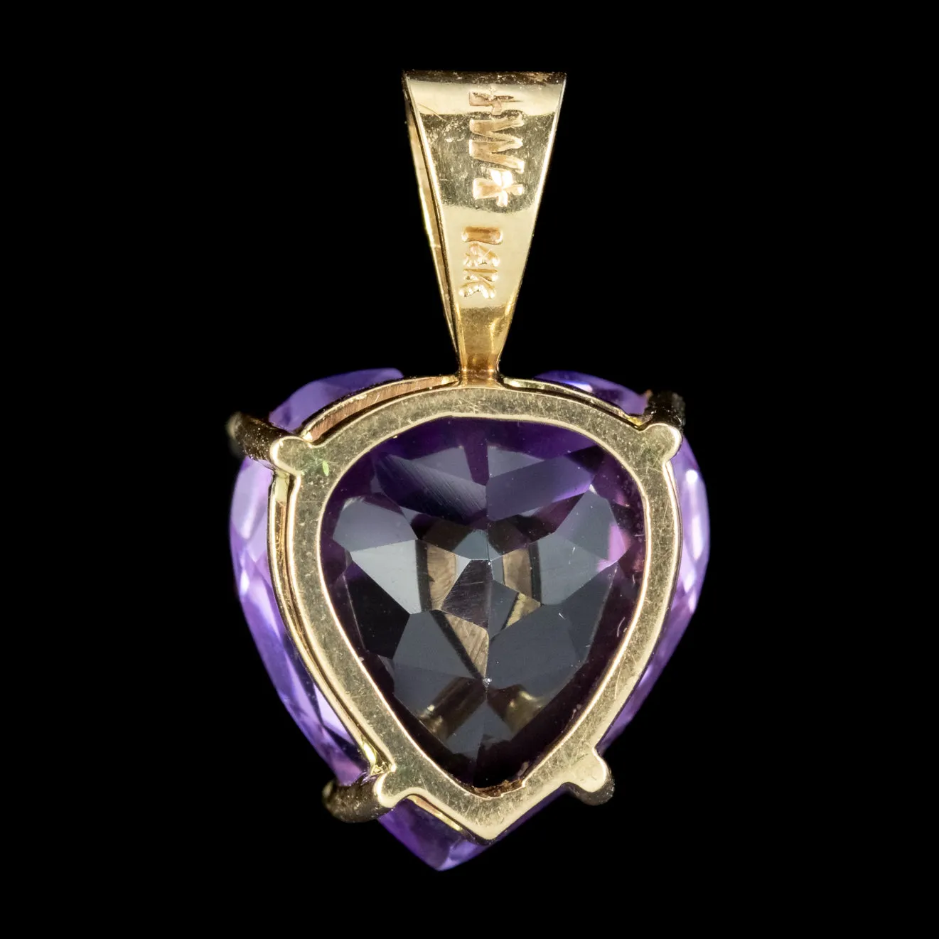 Vintage Amethyst Heart Pendant 14ct Gold