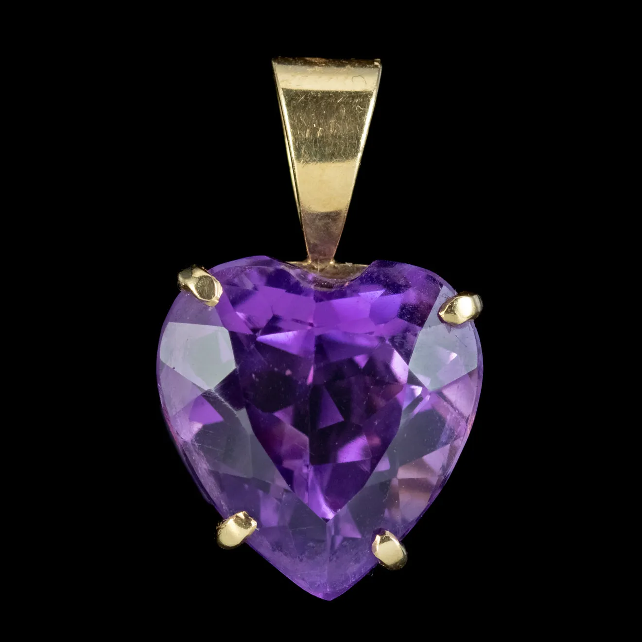 Vintage Amethyst Heart Pendant 14ct Gold