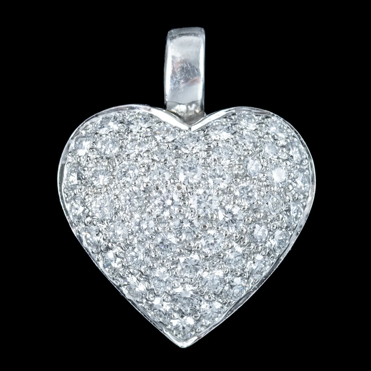 Vintage Diamond Heart Pendant 18ct Gold 0.80ct Of Diamond