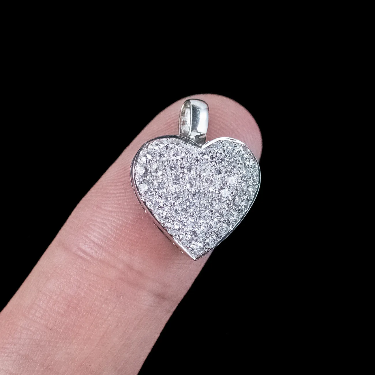 Vintage Diamond Heart Pendant 18ct Gold 0.80ct Of Diamond