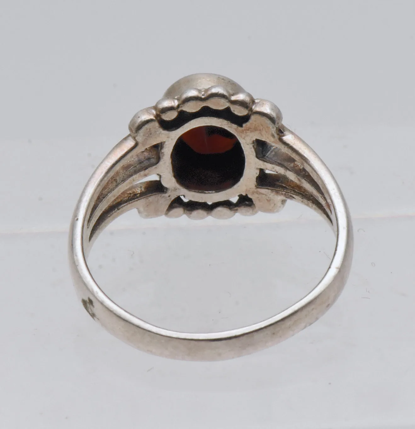 Vintage Red Garnet Sterling Silver Ring - Size 5.75