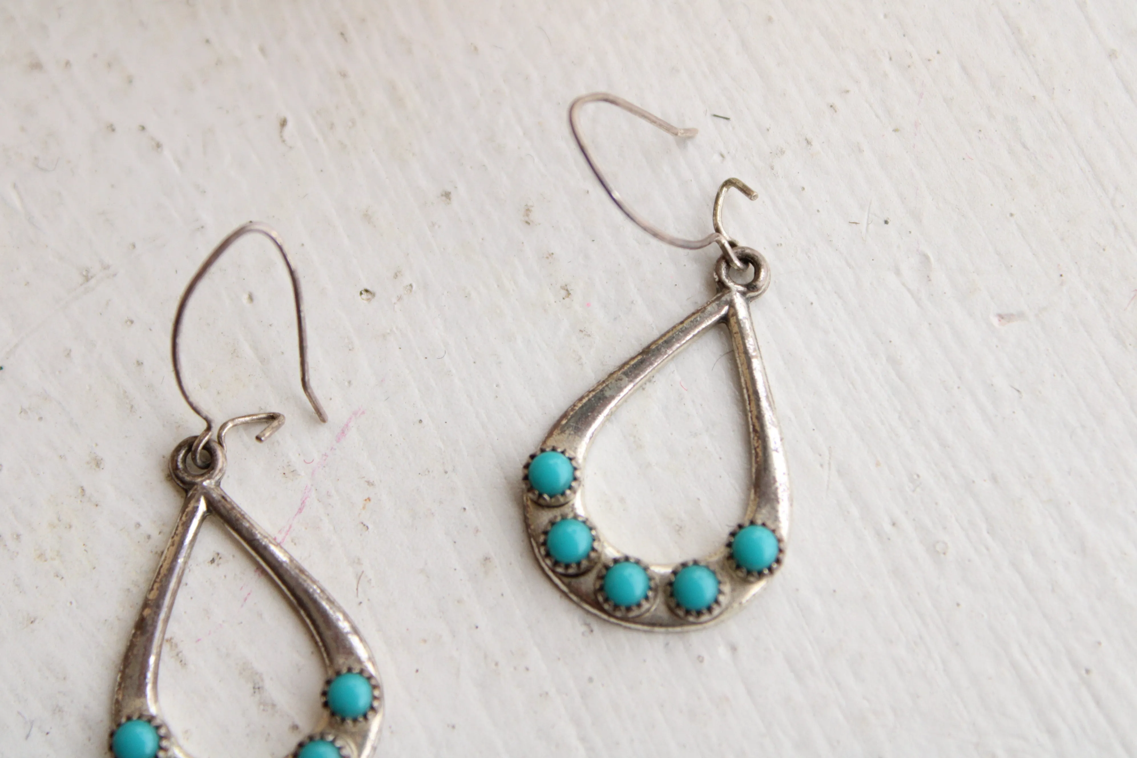 Vintage Turquoise Beaded Dangle Earrings