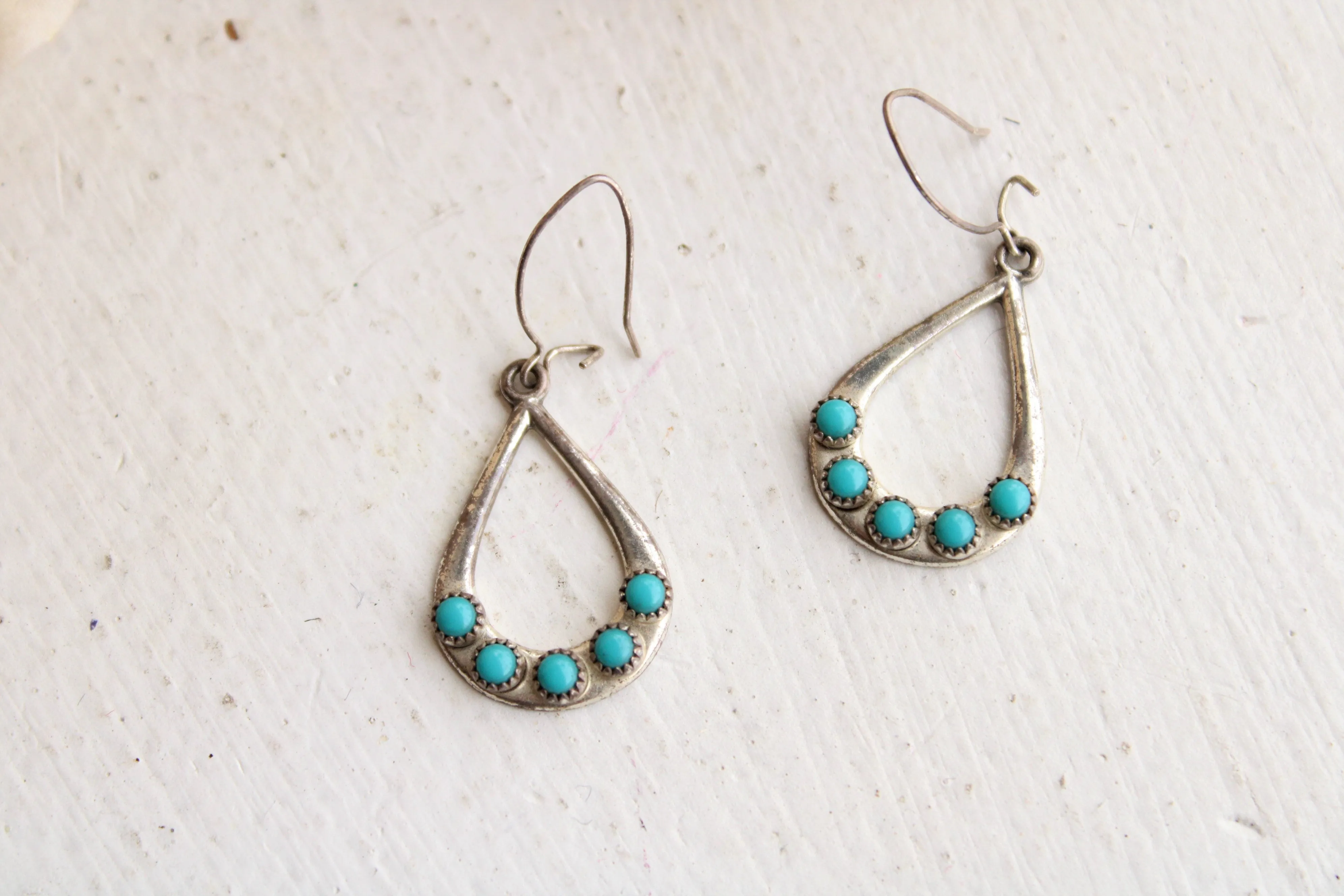 Vintage Turquoise Beaded Dangle Earrings