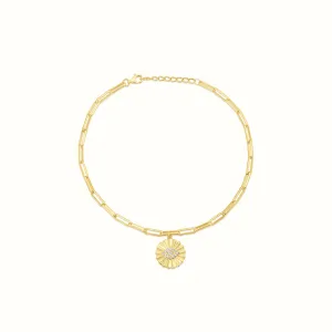 Women's Vermeil Diamond Evil Eye Sun Anklet