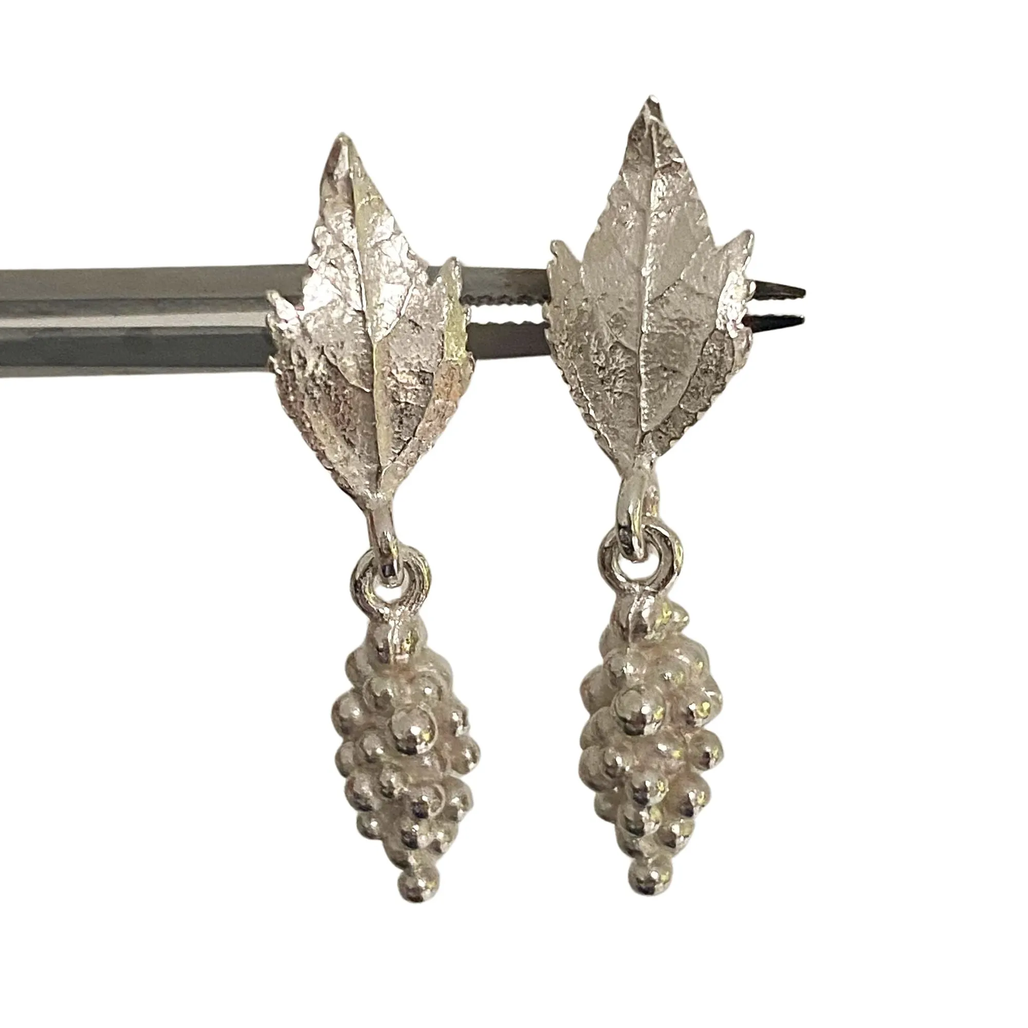 Woodland Elvish Silver Leaf and Berry Earrings