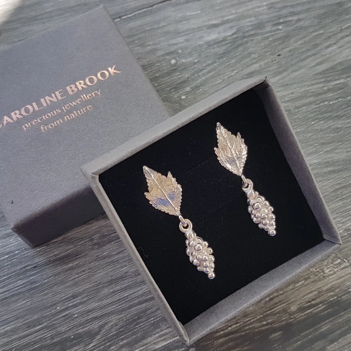 Woodland Elvish Silver Leaf and Berry Earrings