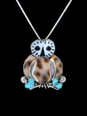 Zuni Inlay Shell Owl Pin/Pendant